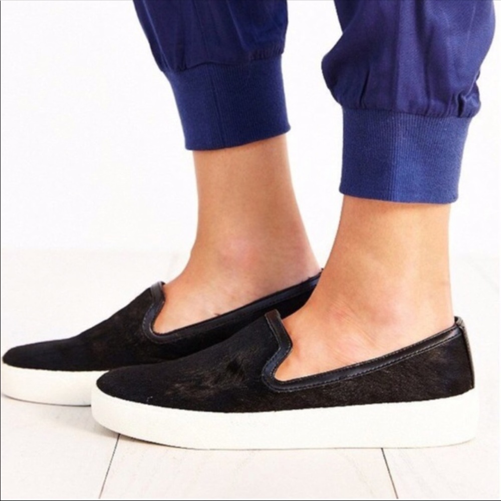 Sam Edelman Black Calf Hair Slip On Sneakers